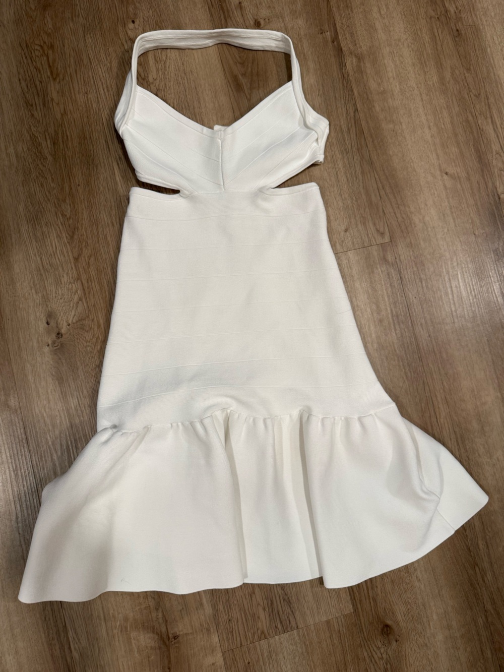 Guess White Mirage Halter Bandage Dress - Fit and Flare with Cutouts